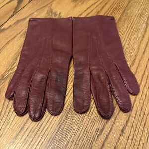 Mens Vintage Dior Burgundy Leather Gloves